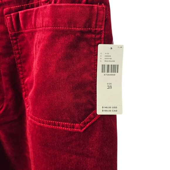 Anthropologie Maeve The Colette Wide Leg Crop Pant, Velvet, High Rise, Red, 28 - Picture 5 of 10